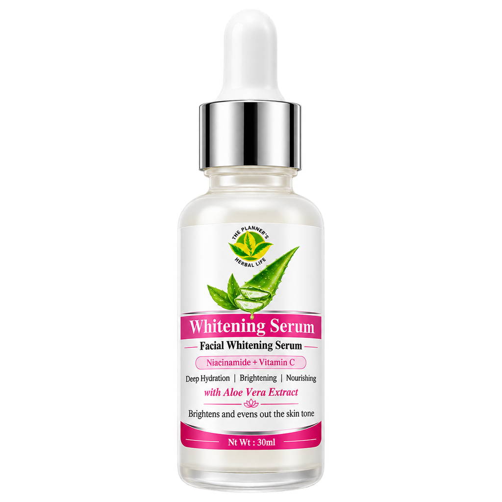 Whitening Serum Facial Whitening Serum bottle with herbal ingredients for brightening and nourishing skin.