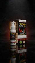 Pain Guard Oil bottle and packaging showcasing fast relief natural power for soothing massage and body care.